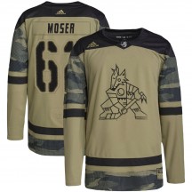 Youth Adidas Arizona Coyotes Janis Moser Camo Military Appreciation Practice Jersey - Authentic