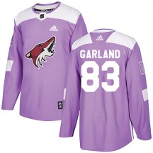 Men's Adidas Arizona Coyotes Conor Garland Purple Fights Cancer Practice Jersey - Authentic
