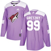 Men's Adidas Arizona Coyotes Wayne Gretzky Purple Fights Cancer Practice Jersey - Authentic