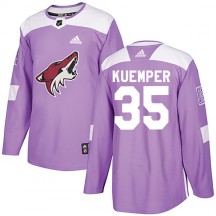 Men's Adidas Arizona Coyotes Darcy Kuemper Purple Fights Cancer Practice Jersey - Authentic