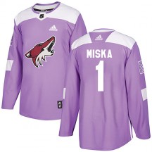 Men's Adidas Arizona Coyotes Hunter Miska Purple Fights Cancer Practice Jersey - Authentic