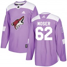 Men's Adidas Arizona Coyotes Janis Moser Purple Fights Cancer Practice Jersey - Authentic