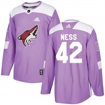 Men's Adidas Arizona Coyotes Aaron Ness Purple ized Fights Cancer Practice Jersey - Authentic