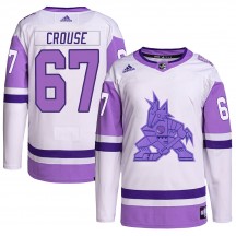 Men's Adidas Arizona Coyotes Lawson Crouse White/Purple Hockey Fights Cancer Primegreen Jersey - Authentic