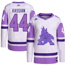 Men's Adidas Arizona Coyotes Zack Kassian White/Purple Hockey Fights Cancer Primegreen Jersey - Authentic