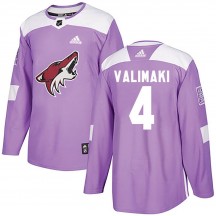 Youth Adidas Arizona Coyotes Juuso Valimaki Purple Fights Cancer Practice Jersey - Authentic