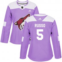 Women's Adidas Arizona Coyotes Robbie Russo Purple Fights Cancer Practice Jersey - Authentic