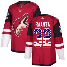 Men's Adidas Arizona Coyotes Antti Raanta Red USA Flag Fashion Jersey - Authentic