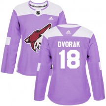 Women's Adidas Arizona Coyotes Christian Dvorak Purple Fights Cancer Practice Jersey - Authentic