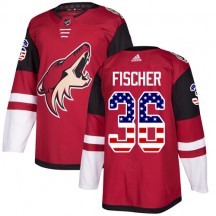 Men's Adidas Arizona Coyotes Christian Fischer Red USA Flag Fashion Jersey - Authentic