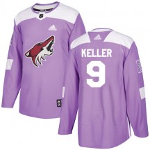 Men's Adidas Arizona Coyotes Clayton Keller Purple Fights Cancer Practice Jersey - Authentic