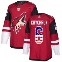 Men's Adidas Arizona Coyotes Jakob Chychrun Red USA Flag Fashion Jersey - Authentic