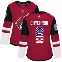 Women's Adidas Arizona Coyotes Jakob Chychrun Red USA Flag Fashion Jersey - Authentic