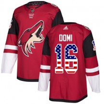 Men's Adidas Arizona Coyotes Max Domi Red USA Flag Fashion Jersey - Authentic