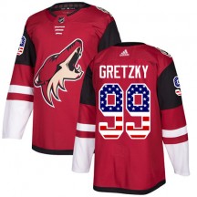 Men's Adidas Arizona Coyotes Wayne Gretzky Red USA Flag Fashion Jersey - Authentic