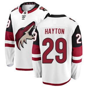 Men's Fanatics Branded Arizona Coyotes Barrett Hayton White Away Jersey - Breakaway