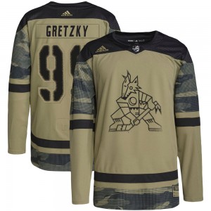 Youth Adidas Arizona Coyotes Wayne Gretzky Camo Military Appreciation Practice Jersey - Authentic