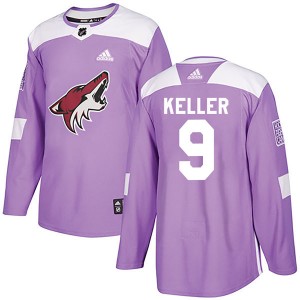 Men's Adidas Arizona Coyotes Clayton Keller Purple Fights Cancer Practice Jersey - Authentic