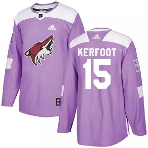 Men's Adidas Arizona Coyotes Alexander Kerfoot Purple Fights Cancer Practice Jersey - Authentic