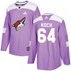 Men's Adidas Arizona Coyotes Patrik Koch Purple Fights Cancer Practice Jersey - Authentic