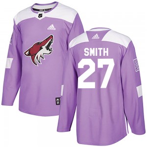 Men's Adidas Arizona Coyotes Nathan Smith Purple Fights Cancer Practice Jersey - Authentic