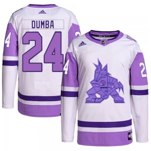 Men's Adidas Arizona Coyotes Matt Dumba White/Purple Hockey Fights Cancer Primegreen Jersey - Authentic