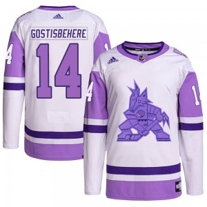 Men's Adidas Arizona Coyotes Shayne Gostisbehere White/Purple Hockey Fights Cancer Primegreen Jersey - Authentic