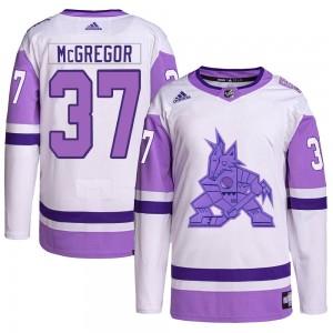 Men's Adidas Arizona Coyotes Ryan McGregor White/Purple Hockey Fights Cancer Primegreen Jersey - Authentic