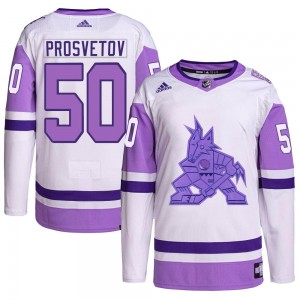 Men's Adidas Arizona Coyotes Ivan Prosvetov White/Purple Hockey Fights Cancer Primegreen Jersey - Authentic
