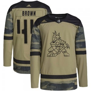 Men's Adidas Arizona Coyotes Josh Brown Brown Camo Military Appreciation Practice Jersey - Authentic
