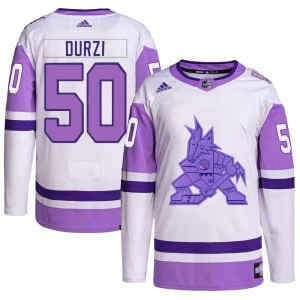 Youth Adidas Arizona Coyotes Sean Durzi White/Purple Hockey Fights Cancer Primegreen Jersey - Authentic