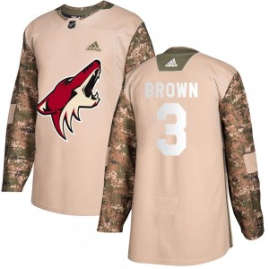 Men's Adidas Arizona Coyotes Josh Brown Brown Camo Veterans Day Practice Jersey - Authentic