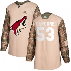 Youth Adidas Arizona Coyotes Michael Carcone Camo Veterans Day Practice Jersey - Authentic