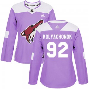 Women's Adidas Arizona Coyotes Vladislav Kolyachonok Purple Fights Cancer Practice Jersey - Authentic