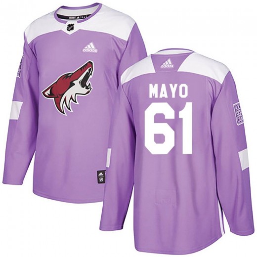 Men's Adidas Arizona Coyotes Dysin Mayo Purple Fights Cancer Practice Jersey - Authentic
