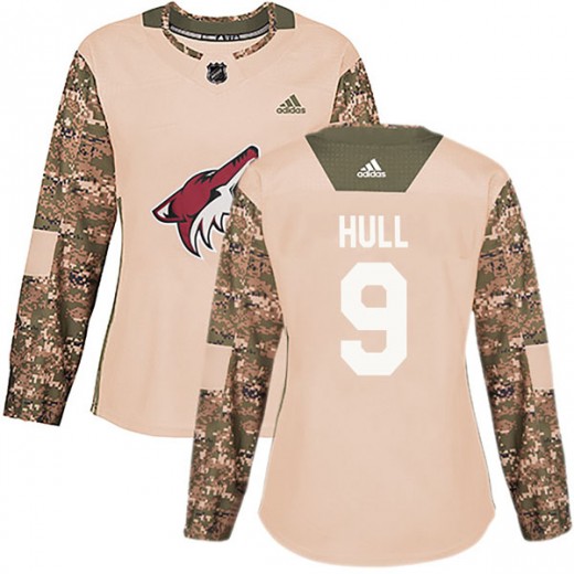 Women's Adidas Arizona Coyotes Bobby Hull Camo Veterans Day Practice Jersey - Authentic
