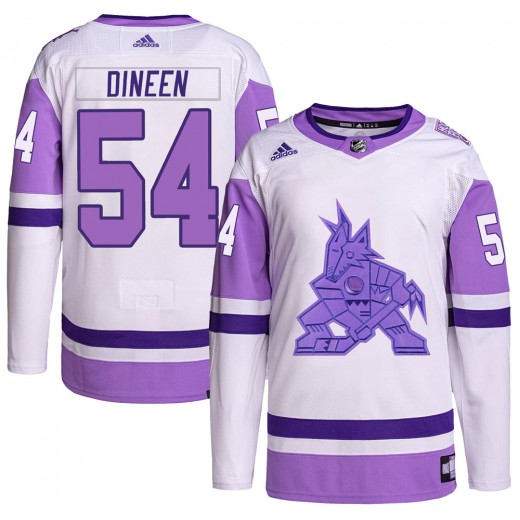 Men's Adidas Arizona Coyotes Cam Dineen White/Purple Hockey Fights Cancer Primegreen Jersey - Authentic