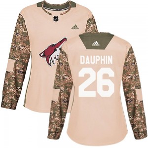 Women's Adidas Arizona Coyotes Laurent Dauphin Camo Veterans Day Practice Jersey - Authentic