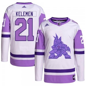 Men's Adidas Arizona Coyotes Milos Kelemen White/Purple Hockey Fights Cancer Primegreen Jersey - Authentic