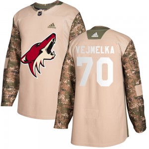 Youth Adidas Arizona Coyotes Karel Vejmelka Camo Veterans Day Practice Jersey - Authentic